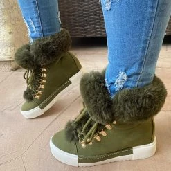 Mollyshoe Warm Fur Lace-Up Boots