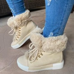 Mollyshoe Warm Fur Lace-Up Boots