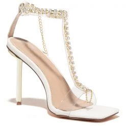 Mollyshoe T-Bar Strap Rhinestone Beaded Toe Ring Heels