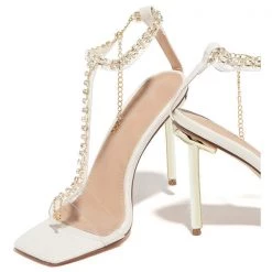 Mollyshoe T-Bar Strap Rhinestone Beaded Toe Ring Heels