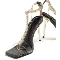 Mollyshoe T-Bar Strap Rhinestone Beaded Toe Ring Heels