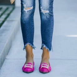 Mollyshoe Pointed Toe Vanderpump Embellished Faux Suede Flats