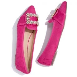 Mollyshoe Pointed Toe Vanderpump Embellished Faux Suede Flats