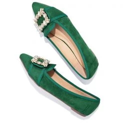 Mollyshoe Pointed Toe Vanderpump Embellished Faux Suede Flats