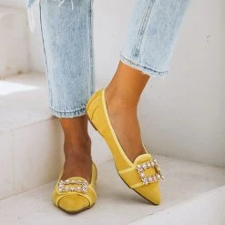 Mollyshoe Pointed Toe Vanderpump Embellished Faux Suede Flats