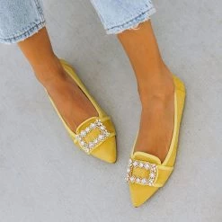 Mollyshoe Pointed Toe Vanderpump Embellished Faux Suede Flats