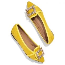 Mollyshoe Pointed Toe Vanderpump Embellished Faux Suede Flats