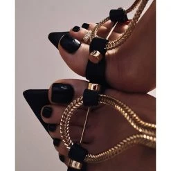 Mollyshoe Stylish Pointed Toe Chain Adjustable Buckle Thin Heels 10 Mollyshoe Stylish Pointed Toe Chain Adjustable Buckle Thin Heels