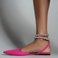 Mollyshoe Patent Leather Pointed Toe Adjustable Ankle Strap Flats