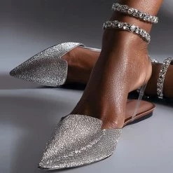 Mollyshoe Patent Leather Pointed Toe Adjustable Ankle Strap Flats