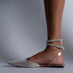 Mollyshoe Patent Leather Pointed Toe Adjustable Ankle Strap Flats