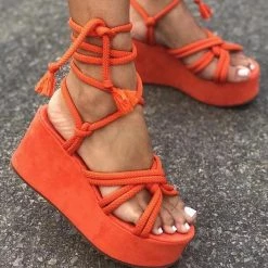 Mollyshoe Solid Velvet Ankle Strap Platform Sandals