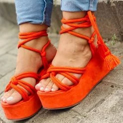 Mollyshoe Solid Velvet Ankle Strap Platform Sandals