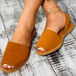 Mollyshoe Peep Toe Solod Color Slip-On Flat Sandals