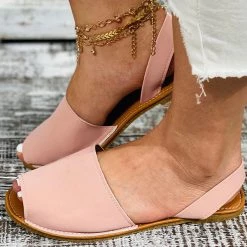 Mollyshoe Peep Toe Solod Color Slip-On Flat Sandals