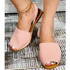 Mollyshoe Peep Toe Solod Color Slip-On Flat Sandals