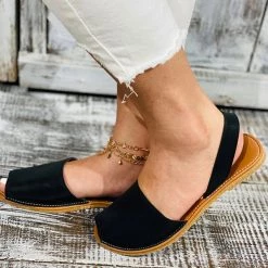 Mollyshoe Peep Toe Solod Color Slip-On Flat Sandals