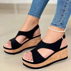 Mollyshoe Elegant Casual Daily Adjusting Buckle Wedge Heel Sandals 9 Mollyshoe Elegant Casual Daily Adjusting Buckle Wedge Heel Sandals