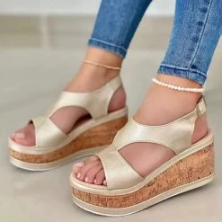 Mollyshoe Elegant Casual Daily Adjusting Buckle Wedge Heel Sandals