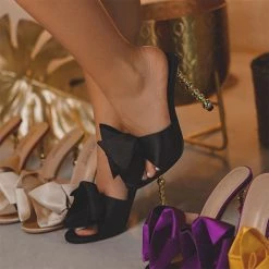 Cheap Mollyshoe Shop 39 Heels Mollyshoe Satin Gourd Shaped High Heeled Slides