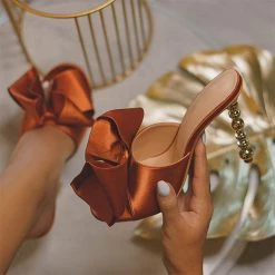 Heels Mollyshoe Satin Gourd Shaped High Heeled Slides