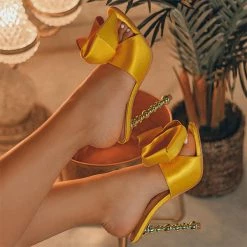 Heels Mollyshoe Satin Gourd Shaped High Heeled Slides