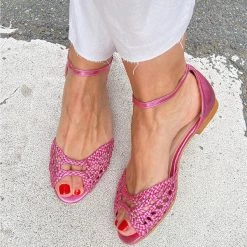 Mollyshoe Casual Solid Color Ankle-Strap Flat Sandals