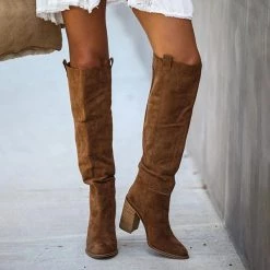 Mollyshoe Distressed Faux Suede Slouch Boots