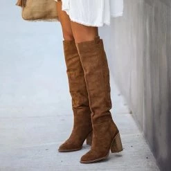 Mollyshoe Distressed Faux Suede Slouch Boots