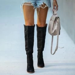 Mollyshoe Distressed Faux Suede Slouch Boots