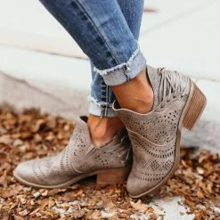 Mollyshoe Laser Cutout Ankle Booties