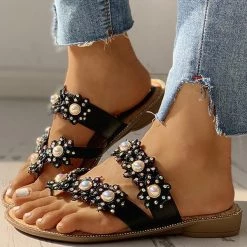 Sandals Mollyshoe Studded Toe Post Flat Slippers