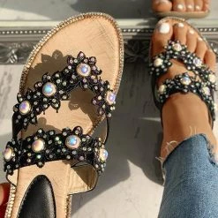 Sandals Mollyshoe Studded Toe Post Flat Slippers