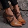 Mollyshoe Women Vintage Color Block Sandals Heels