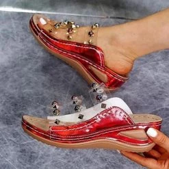 Sandals Mollyshoe Women Large Size Rivet Transparent Wedge Slippers