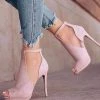 Mollyshoe Pink Casual Plain Peep Toe Heels