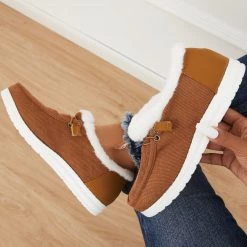 Mollyshoe Flat Slip-On Bootie Warm Lining Ankle Snow Boots Flats