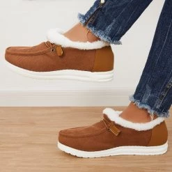 Mollyshoe Flat Slip-On Bootie Warm Lining Ankle Snow Boots Flats