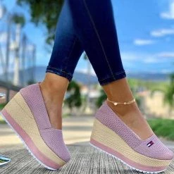 Mollyshoe Women Casual Elegant Pu Slip On Wedge Heel Loafers