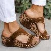Mollyshoe Women Rhinestone Animal Print Wedge Heel Sandals