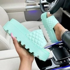 Mollyshoe Women's Chic Quilted Stitching Detail Platform Sandals Slippers