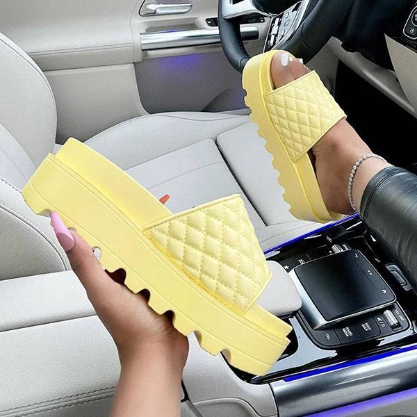 Mollyshoe Women's Chic Quilted Stitching Detail Platform Sandals Slippers 6 Mollyshoe Women's Chic Quilted Stitching Detail Platform Sandals Slippers