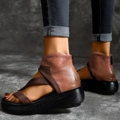 Mollyshoe Women's Pu Toe Ring Platform Sandals