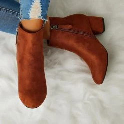 Mollyshoe Women Trend Solid Color Zipper Ankle Boots