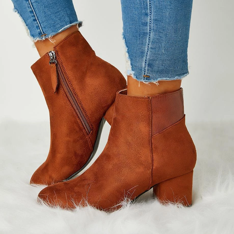 Mollyshoe Women Trend Solid Color Zipper Ankle Boots 5 Mollyshoe Women Trend Solid Color Zipper Ankle Boots