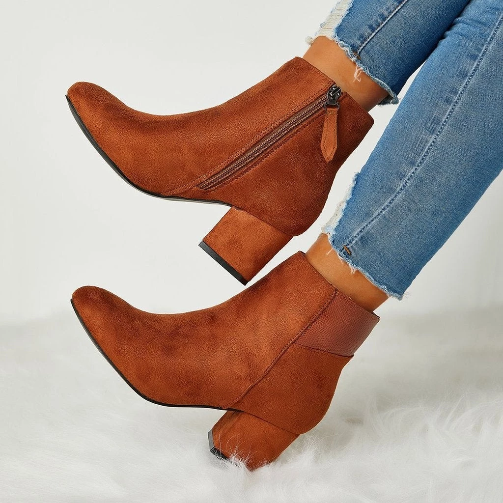 Mollyshoe Women Trend Solid Color Zipper Ankle Boots 6 Mollyshoe Women Trend Solid Color Zipper Ankle Boots