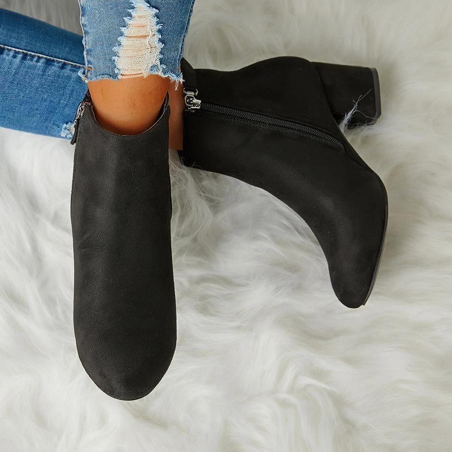 Mollyshoe Women Trend Solid Color Zipper Ankle Boots 7 Mollyshoe Women Trend Solid Color Zipper Ankle Boots