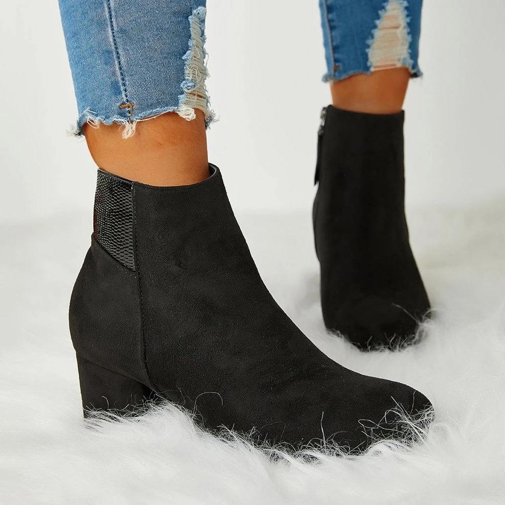 Mollyshoe Women Trend Solid Color Zipper Ankle Boots 8 Mollyshoe Women Trend Solid Color Zipper Ankle Boots