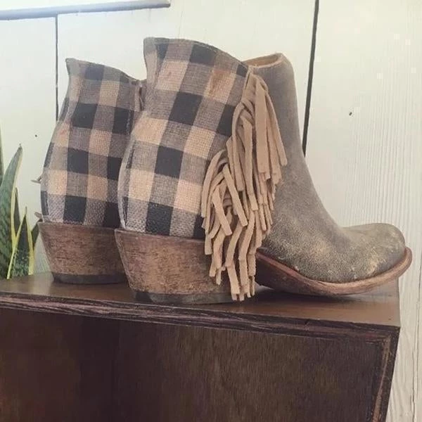 Mollyshoe Chunky Heel Faux Leather Tassel Boots 6 Mollyshoe Chunky Heel Faux Leather Tassel Boots